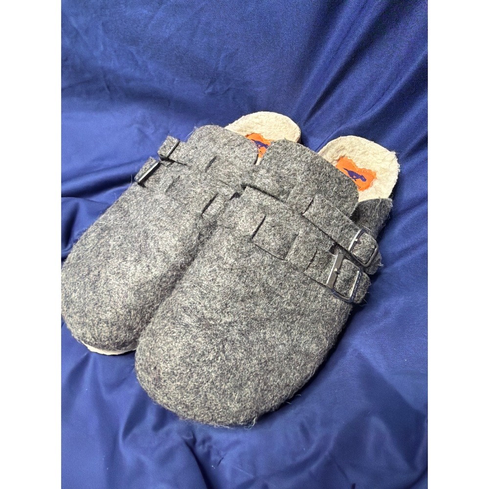 Rocket Dog Grey Felt Clog Mules Faux Shearling Lined Buckle C422/0621 Womens 10